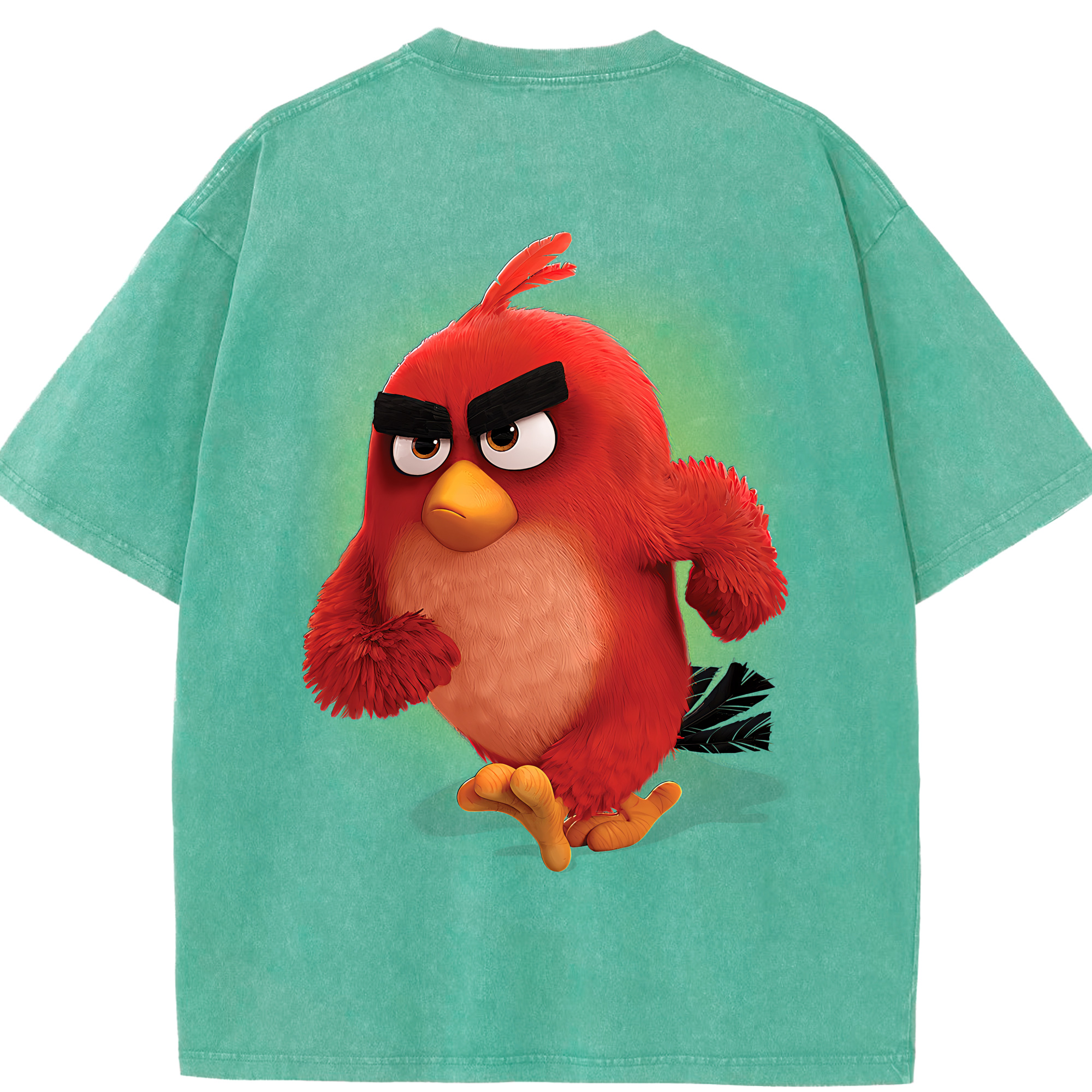 （画像用） Angry Birds アングリーバード 綿100% ヴィンテージ風 半袖Tシャツ（背面プリント）